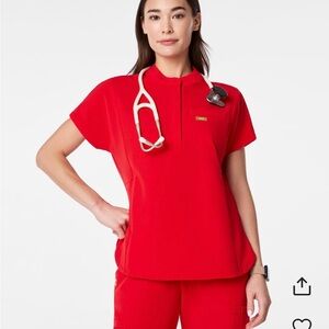 Figs Pop Red Montex scrub top